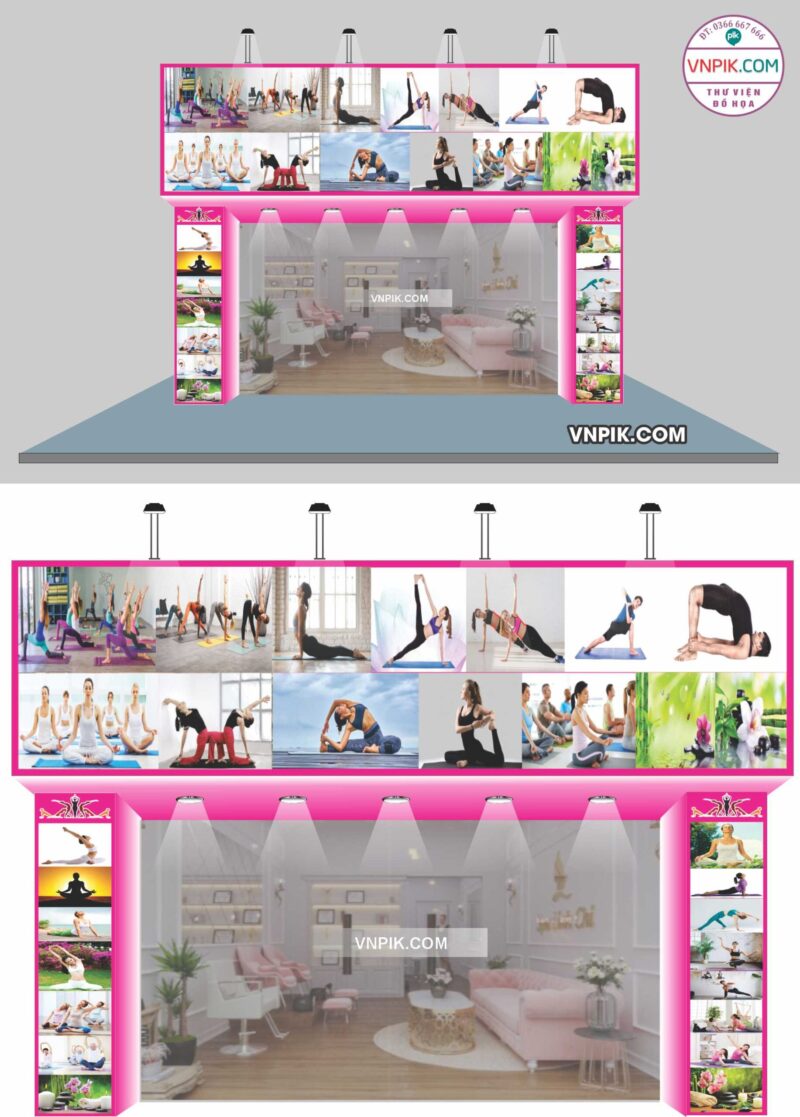 Biển quảng cáo trung tâm tập Yoga file vector