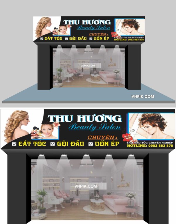 Mẫu bảng biển quảng cáo tóc thu hương spa, cắt óc gội đầu, uốn ép