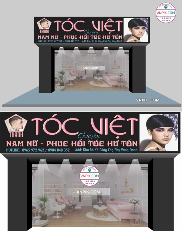 Mẫu bảng biển quảng cáo tóc việt, chuyên tóc nam nữ, phục hồi sư tổn
