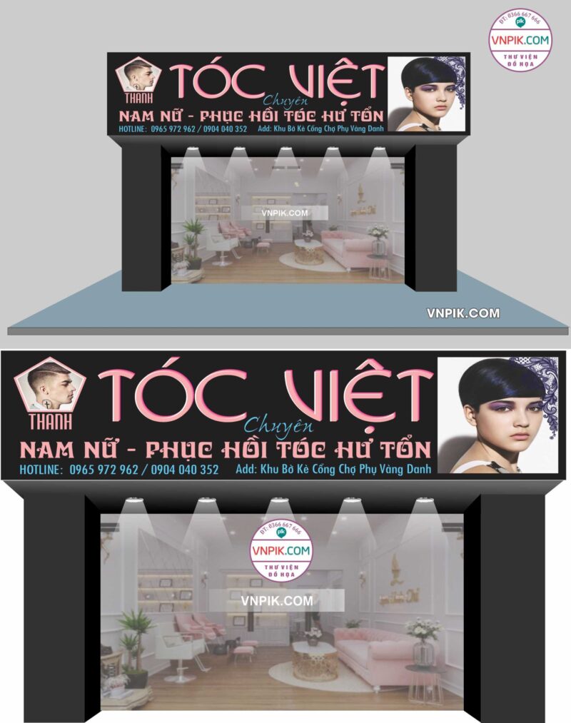 Mẫu bảng biển quảng cáo tóc việt, chuyên tóc nam nữ, phục hồi sư tổn
