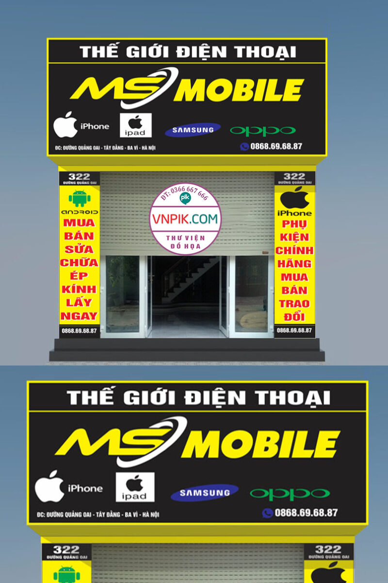 Mẫu biển bảng quảng cáo tiệm điện thoại ms
