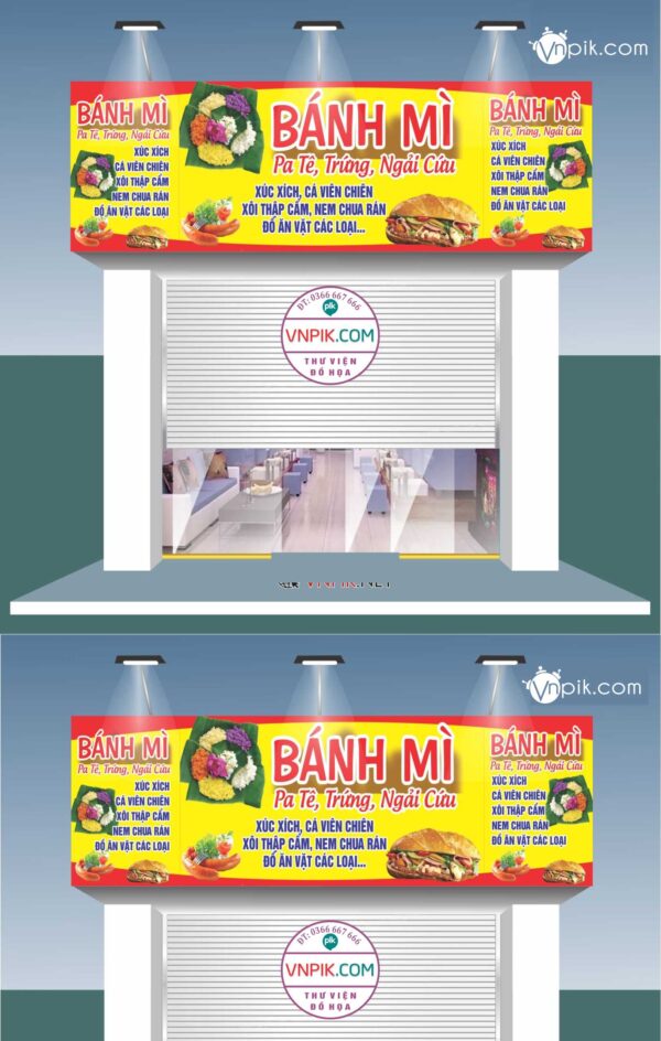 Mẫu biển bánh mì pa tê, trứng, ngải cứu. đồ ăn vặt biển đẹp