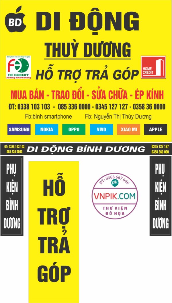 Mẫu biển cửa hàng điện thoại di động Thuỳ dương