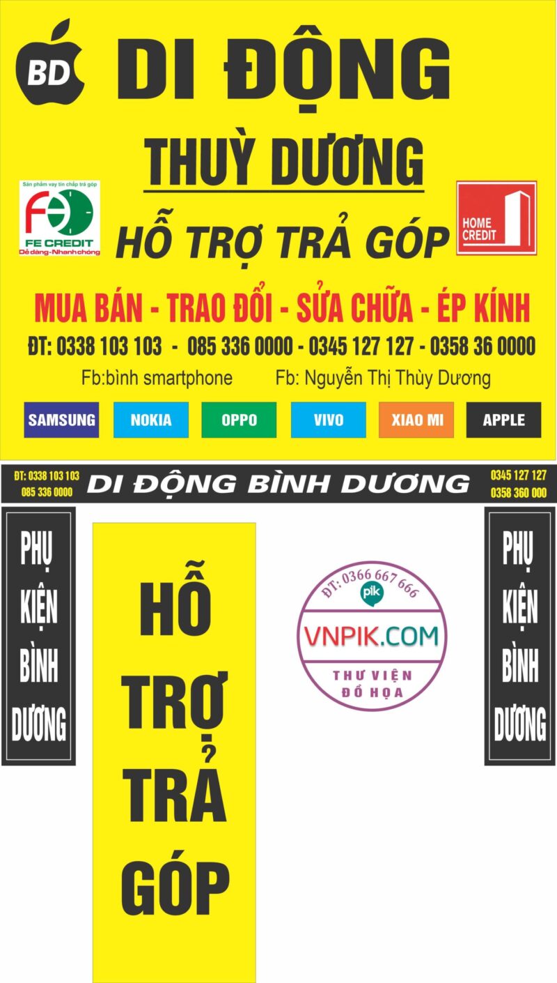 Mẫu biển cửa hàng điện thoại di động Thuỳ dương