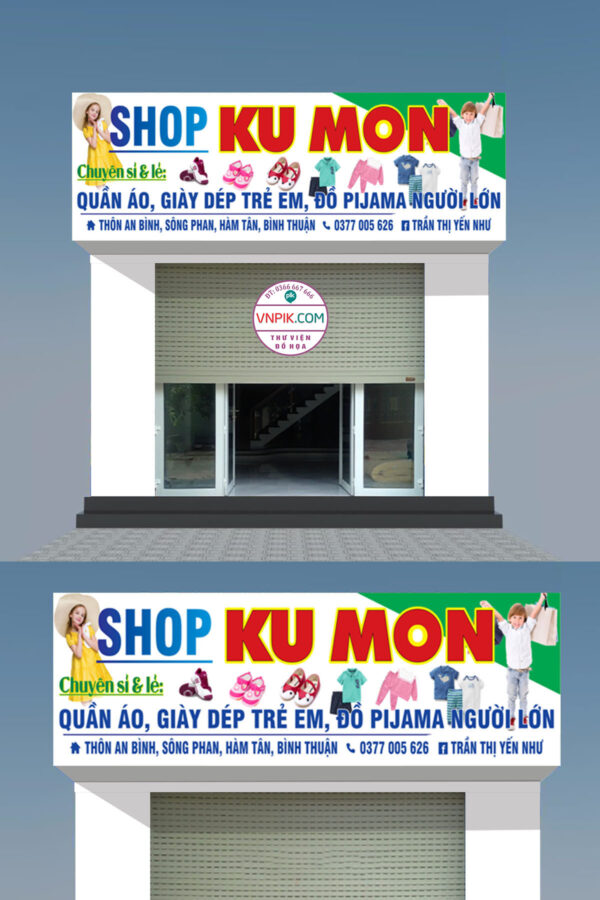 Mẫu biển dài tiệm quần áo trẻ em