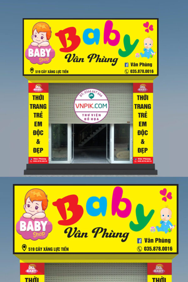 Mẫu biển quảng cáo shop thời trang trẻ em 1