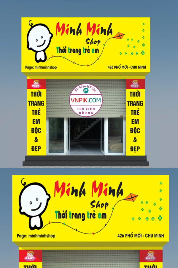 Mẫu biển quảng cáo shop thời trang trẻ em