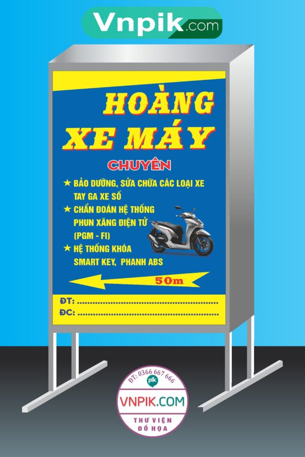 Mẫu biển vẫy cửa hàng Hoàng xe máy mẫu 01