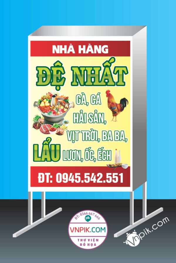 Mẫu biển vẫy nhà hàng đệ nhất lẩu, gà cá, hải sản, vịt trời, ba ba, lươn, ốc, ếch – 01