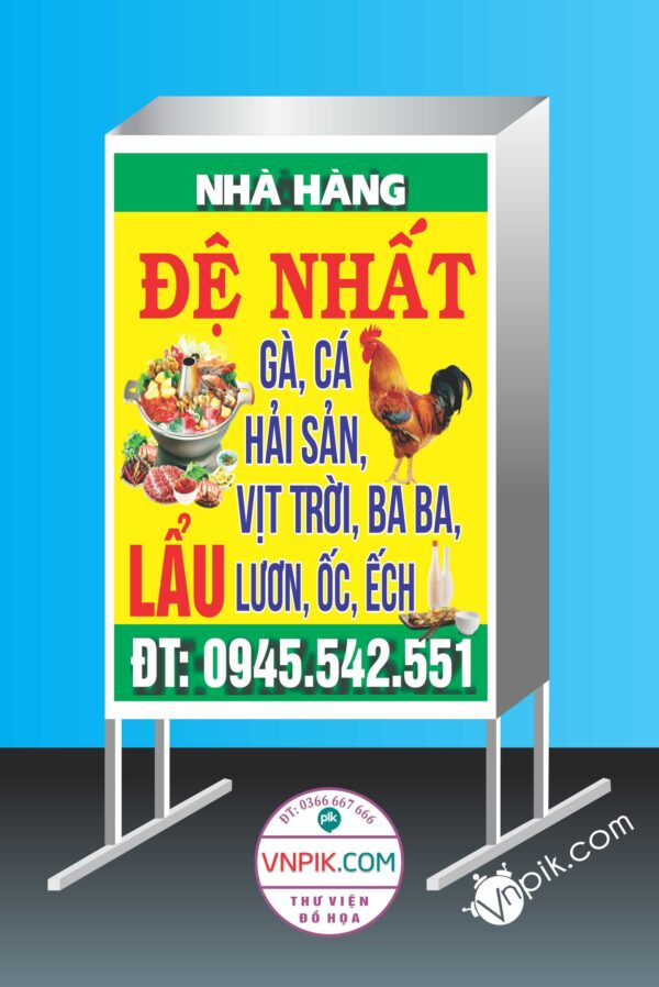 Mẫu biển vẫy nhà hàng đệ nhất lẩu, gà cá, hải sản, vịt trời, ba ba, lươn, ốc, ếch – 02