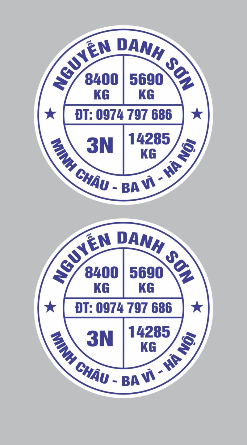 Mẫu tem tròn dán cửa xe oto xe nguyễn danh sơn