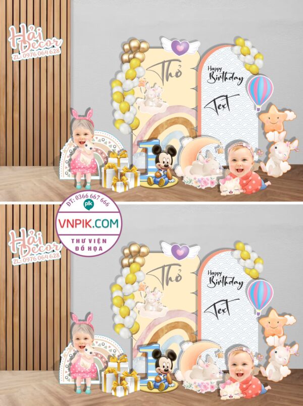Phông chibi sinh nhật đẹp mẫu 1