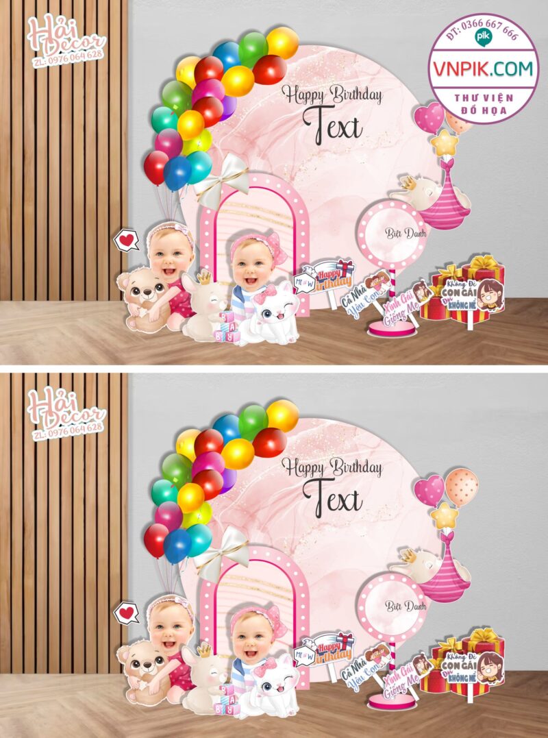 Phông chibi sinh nhật đẹp mẫu 3