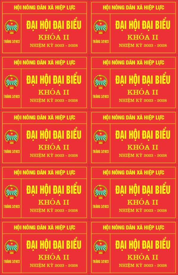 thẻ đeo ngực đại hội đại biểu hội nông dân