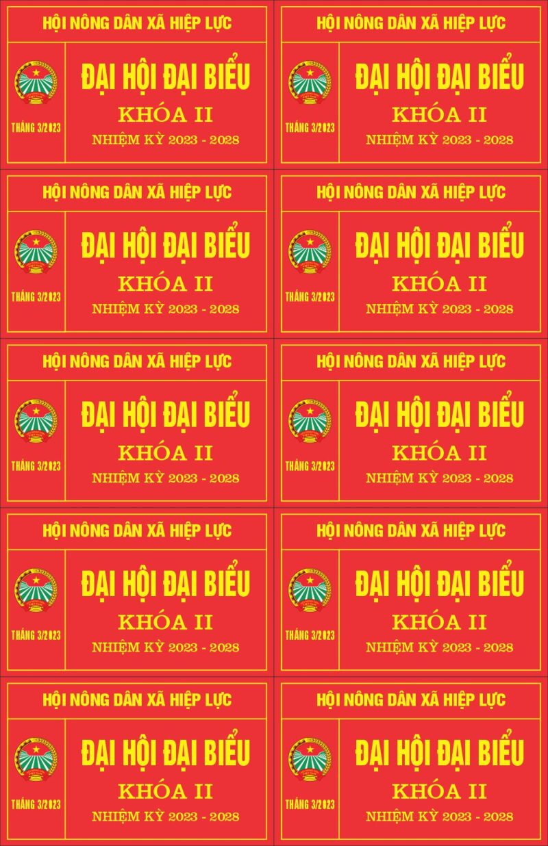 thẻ đeo ngực đại hội đại biểu hội nông dân