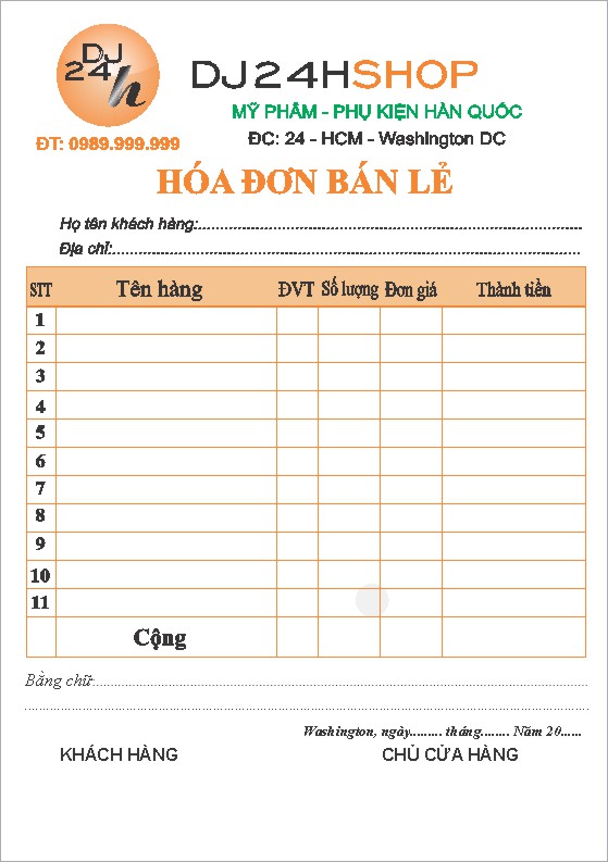 Mẫu Hoá Đơn Bán Lẻ File Vector Mẫu 18