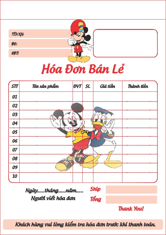 Mẫu Hoá Đơn Bán Lẻ File Vector Mẫu 3