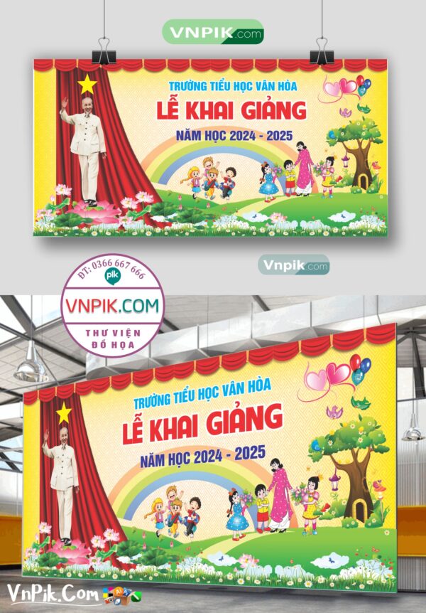 Maket khai giảng năng mọc mới 2024 – 2025 trường tiểu học vân hoà