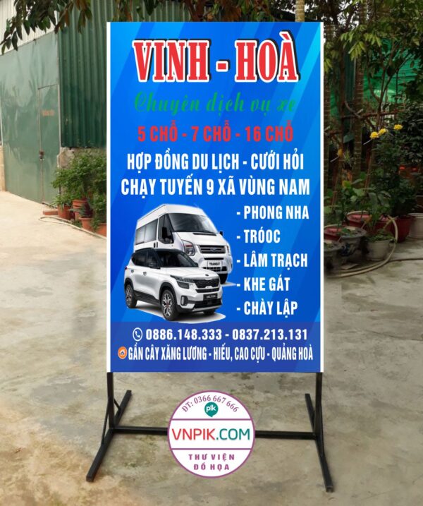 Mẫu biển vấy vinh hoà cho thuê xe