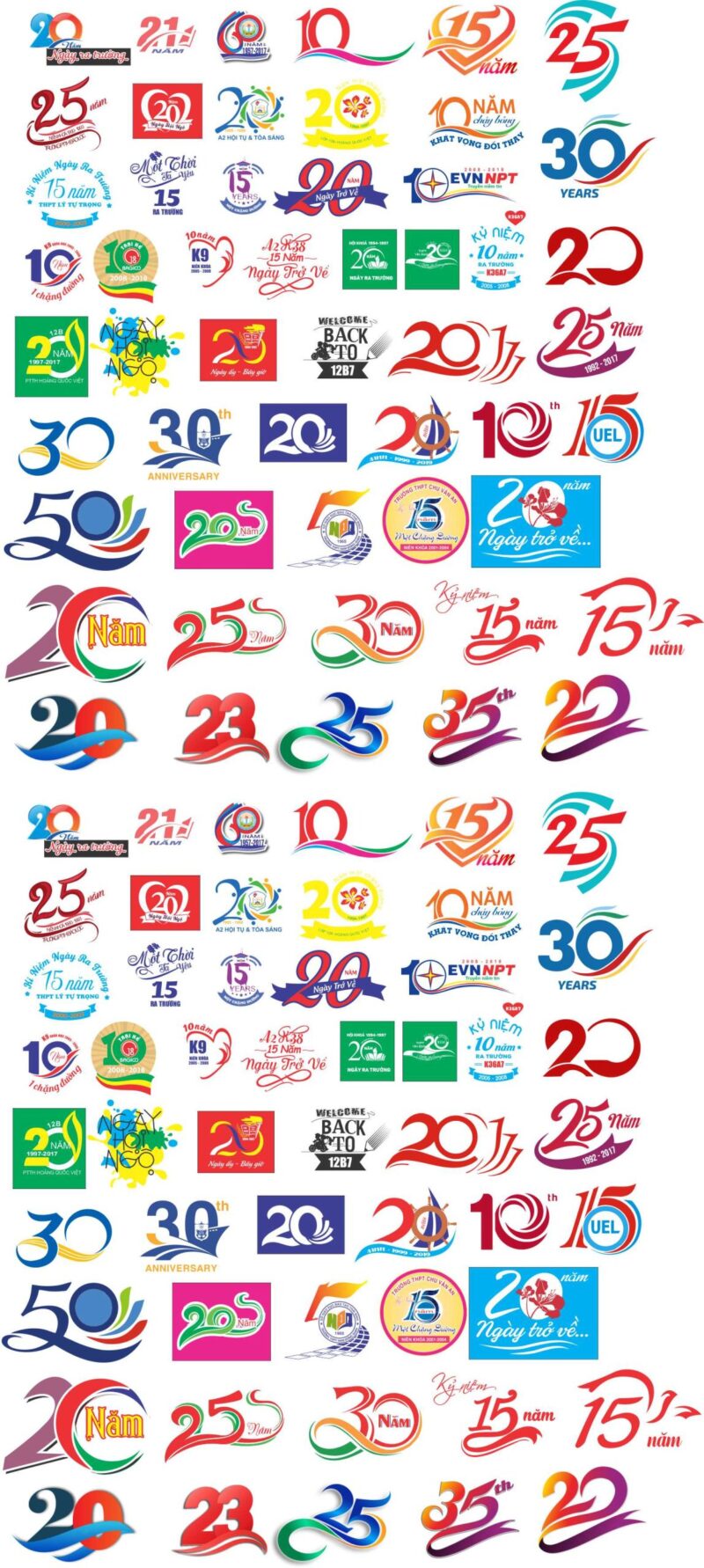Logo số năm họp lớp – kỷ yếu file vector CorelDRAW x5