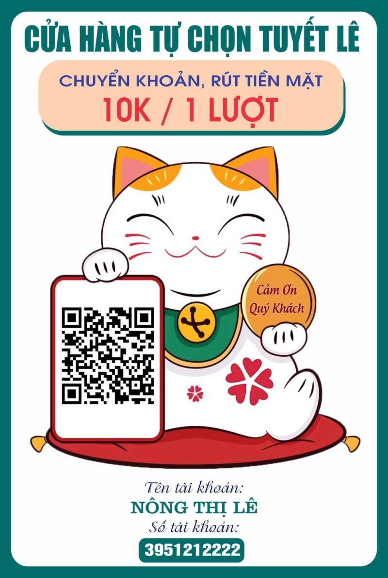mẫu quét QR chuyển khoản mèo thần tài cửa hàng tự chọn tuyết lê mẫu 1