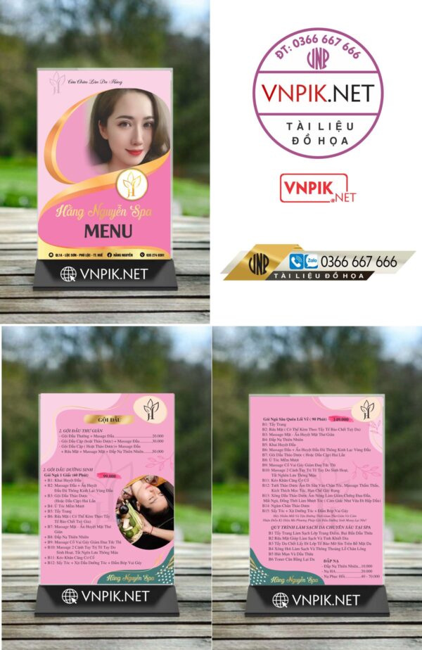 Menu Spa Hằng Nguyễn mẫu 1