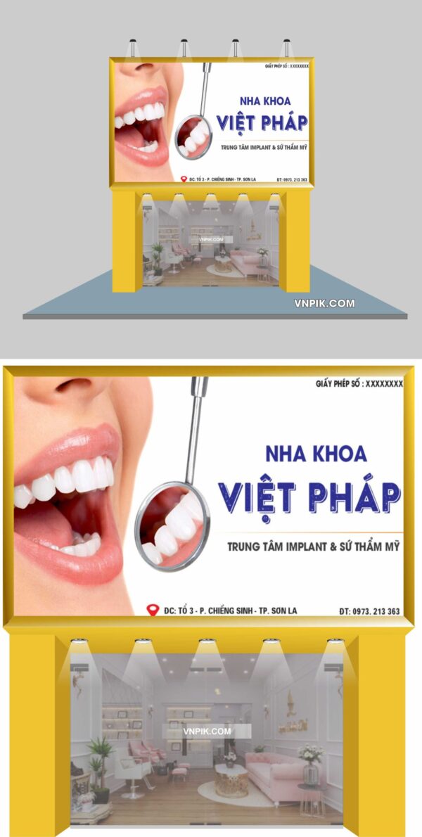 Bảng quảng cáo nha khoa việt pháp file corel