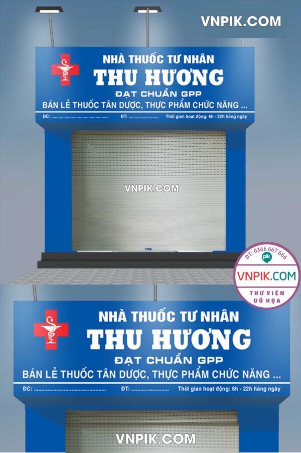 Bảng Hiệu Nhà Thuốc Tư Nhân thu hương file corel đẹp