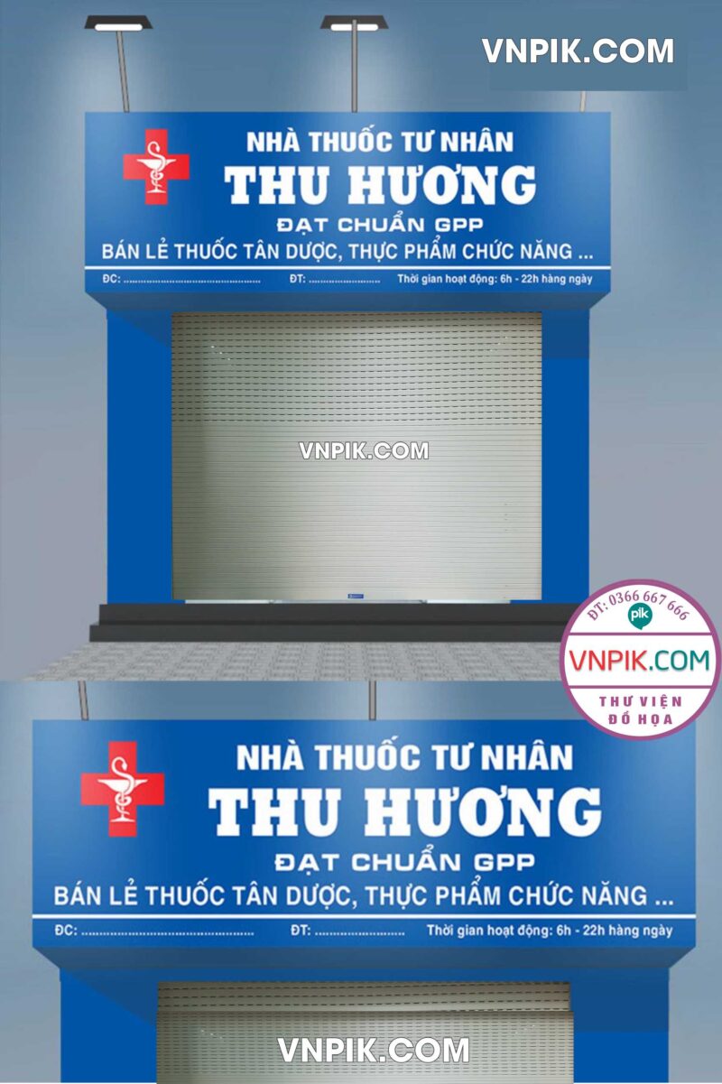 Bảng Hiệu Nhà Thuốc Tư Nhân thu hương file corel đẹp