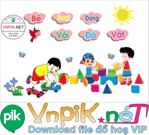 Trang trí phòng học – Bé hoạt động với Đồ Vật file PDF & CDR