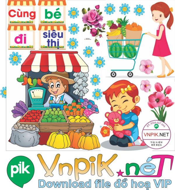 Trang trí phòng học – cùng bé đi siêu thị file PDF & CDR