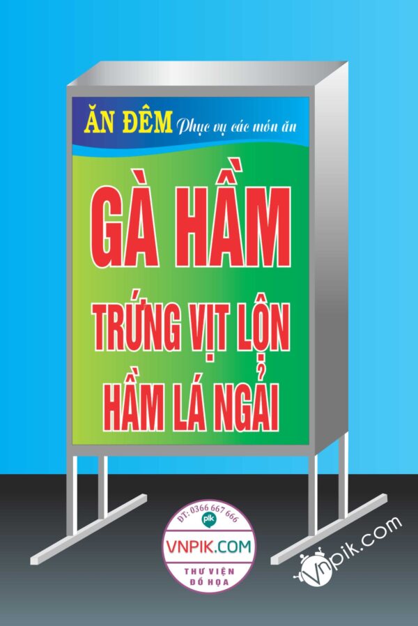 Biển quán ăn đêm gà hầm, trứng vịt lộn, hầm lá ngải