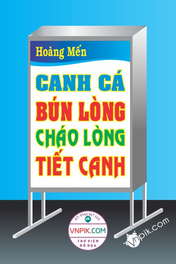 Biển quán ăn hoàng mến, canh cá, bún lòng, cháo lòng, tiết canh