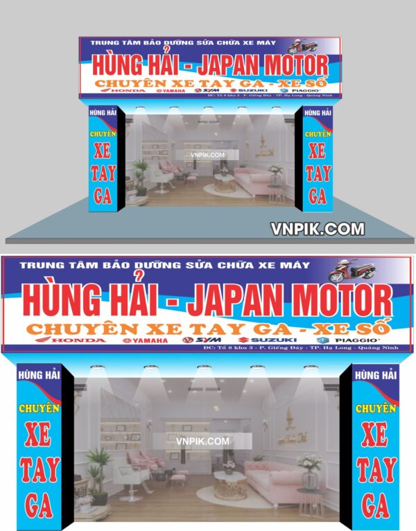 Mẫu biển bảo dưỡng xe máy hùng hải, chuyên xe tay ga – xe số