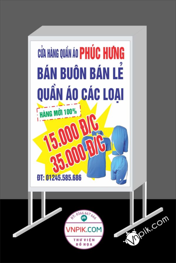 Mẫu biển vẫy bán quần áo các loại