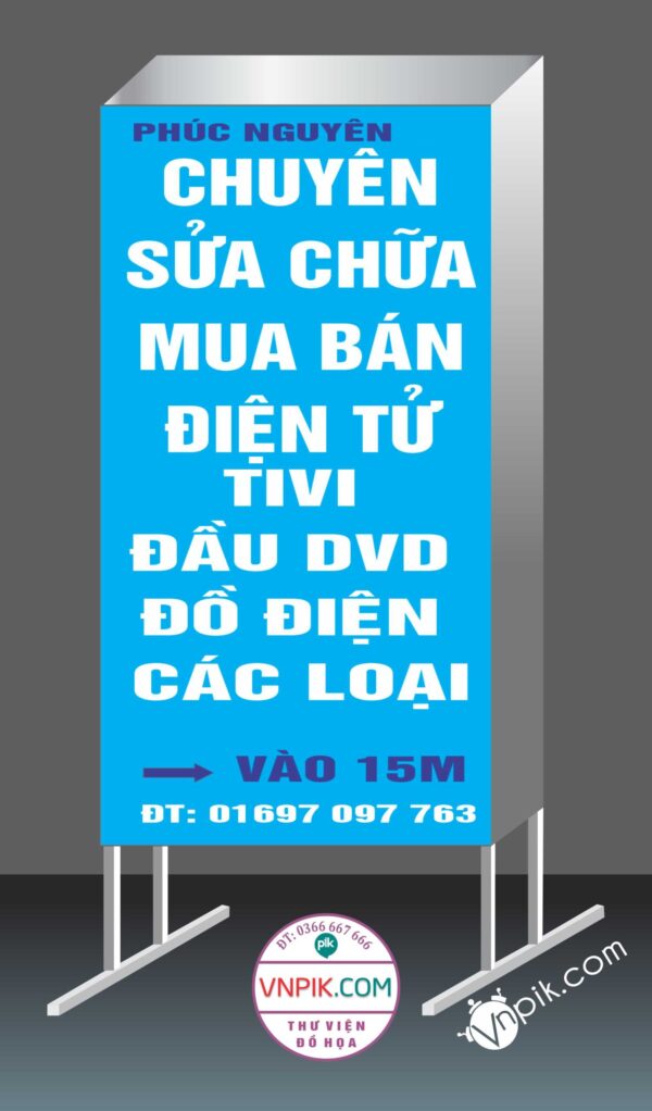 Mẫu biển vẫy sửa chữa mua bán điện tử, tivi đầu dvd đồ điện các loại