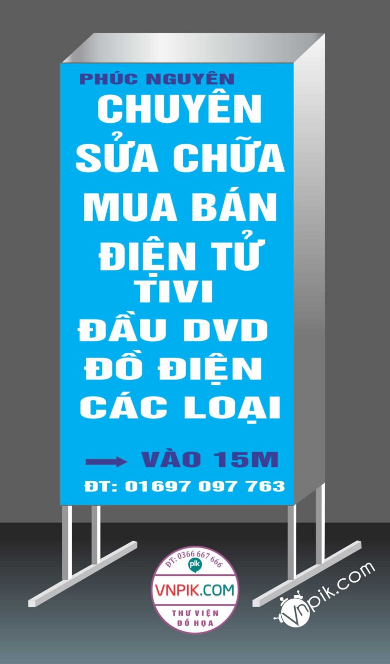 Mẫu biển vẫy sửa chữa mua bán điện tử, tivi đầu dvd đồ điện các loại