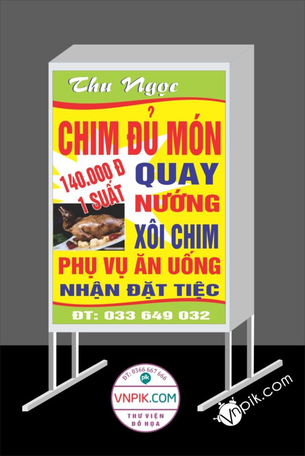 Mẫu biển vẫy thu ngọc, chim đủ món, quay, nướng, xôi chim, phục vụ ăn uống nhận đặt tiệc