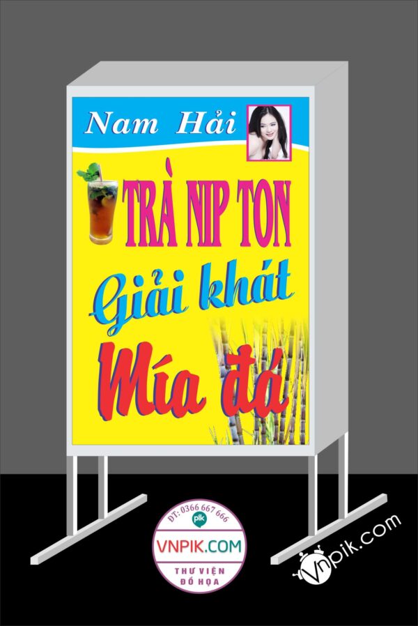 Mẫu biển vẫy trà nipton, giải khát mía đá