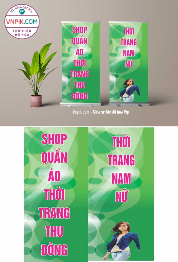 Mẫu standee shop quần áo thời trang thu đông nam nữ