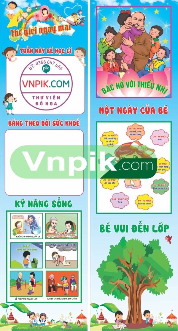 Mẫu tranh dán cửa trang trí mầm non