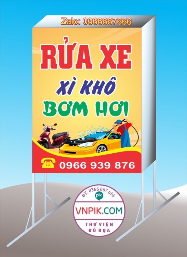 biển rửa xe xì khô, bơm hơi
