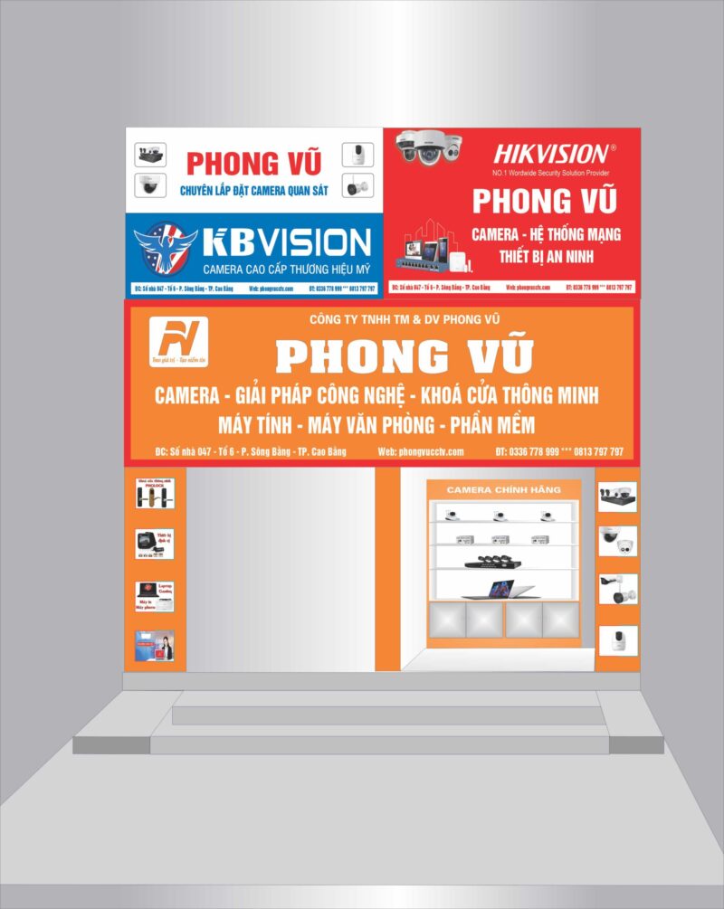 mẫu biển camera kbvision, hikvision công ty phong vũ