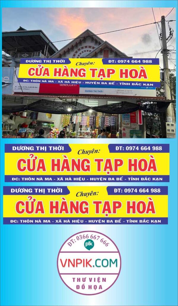 mẫu biển ngang cửa hàng tạp hoá dương thị thời