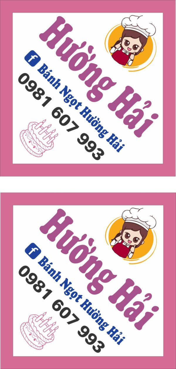 tem dán bánh ngọt hải hường