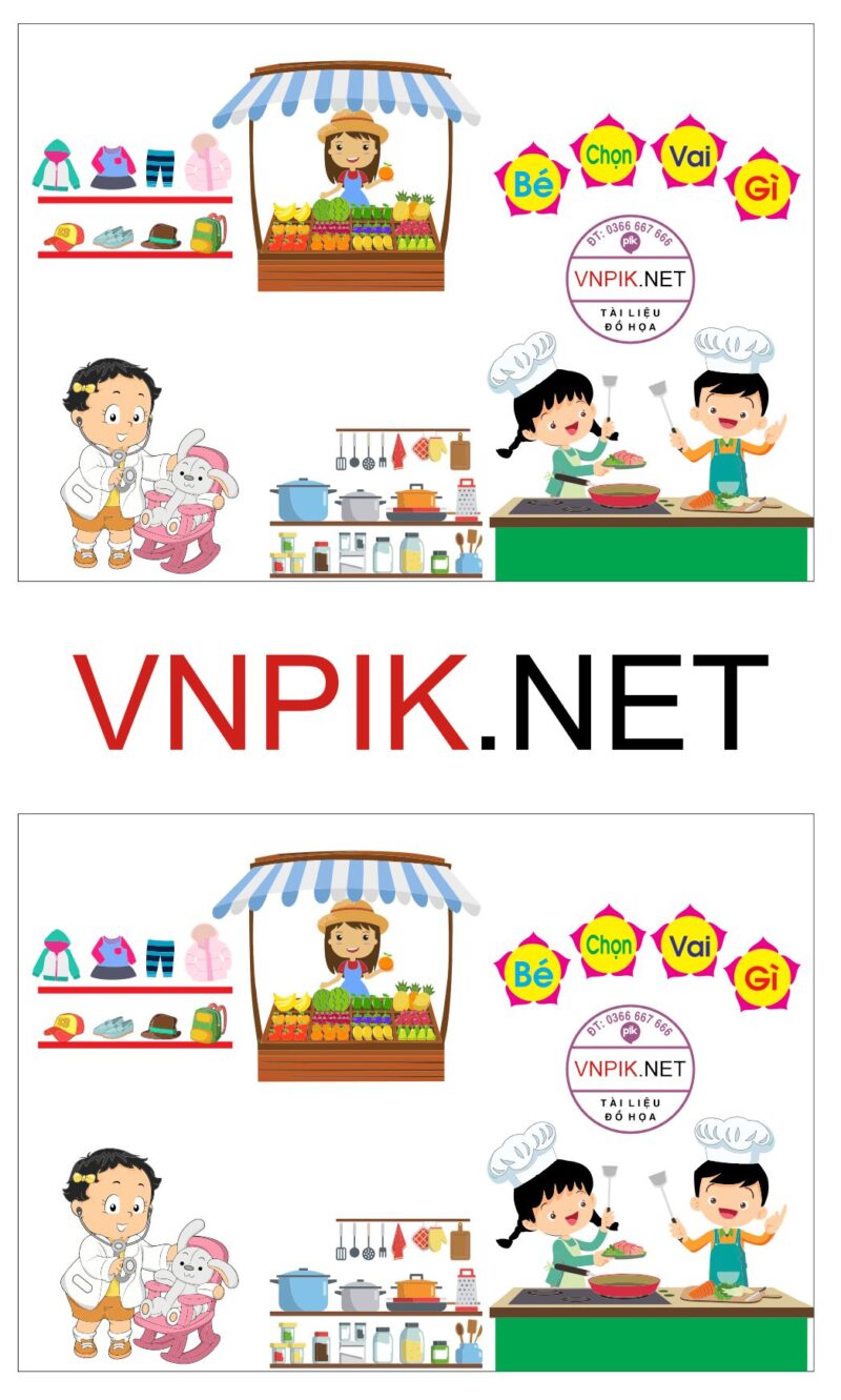 Trang trí phòng học – Bé chọn vai gì file PDF & CDR