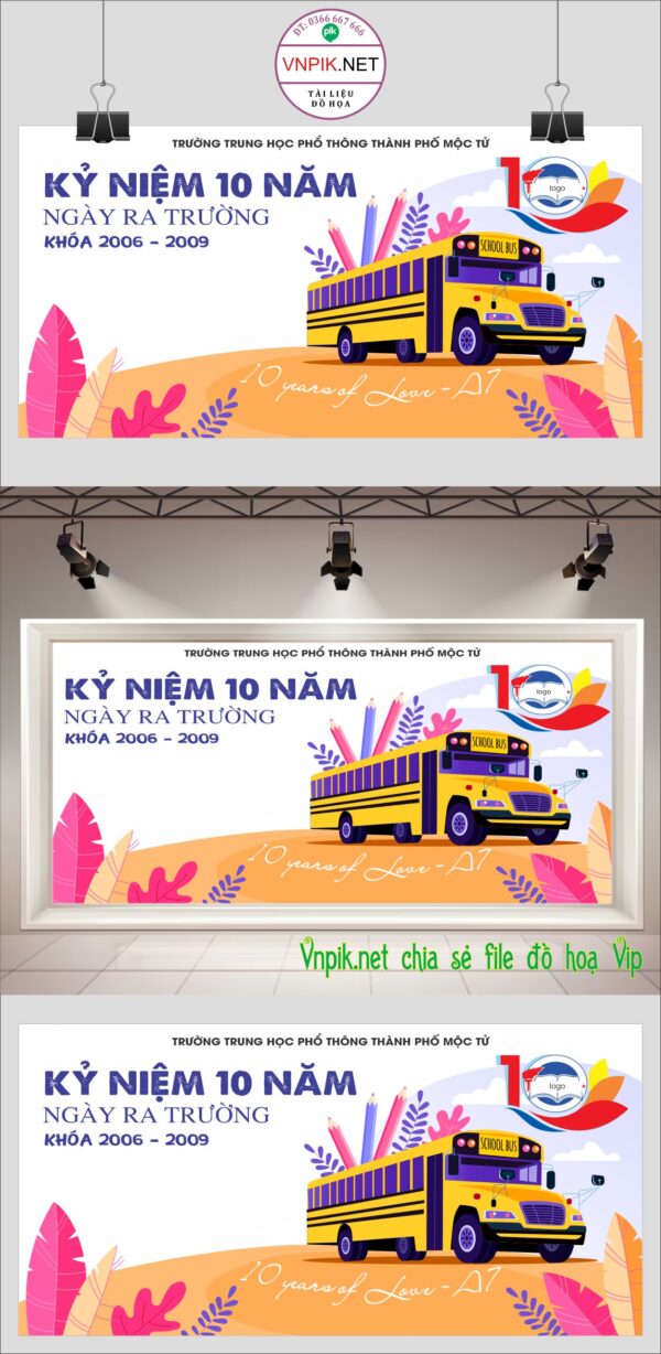 Backdrop Kỷ niệm 10 năm ngày ra trường THPT TP. Mộc Tử CDR
