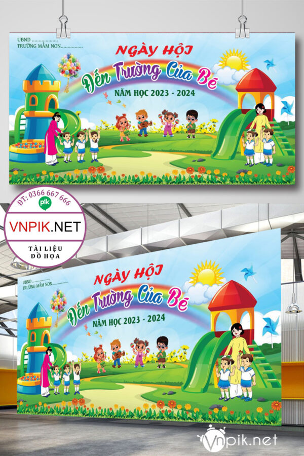 Backdrop sân khấu ngày hội đến trường của bé 2023 file corel x3 09