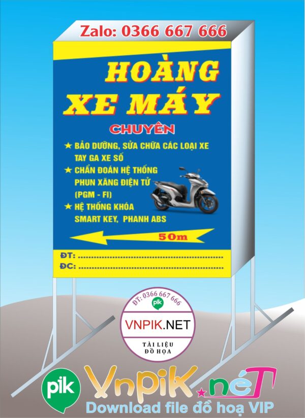 Bảng Hiệu Hộp Đứng Sửa Xe máy file corel 01