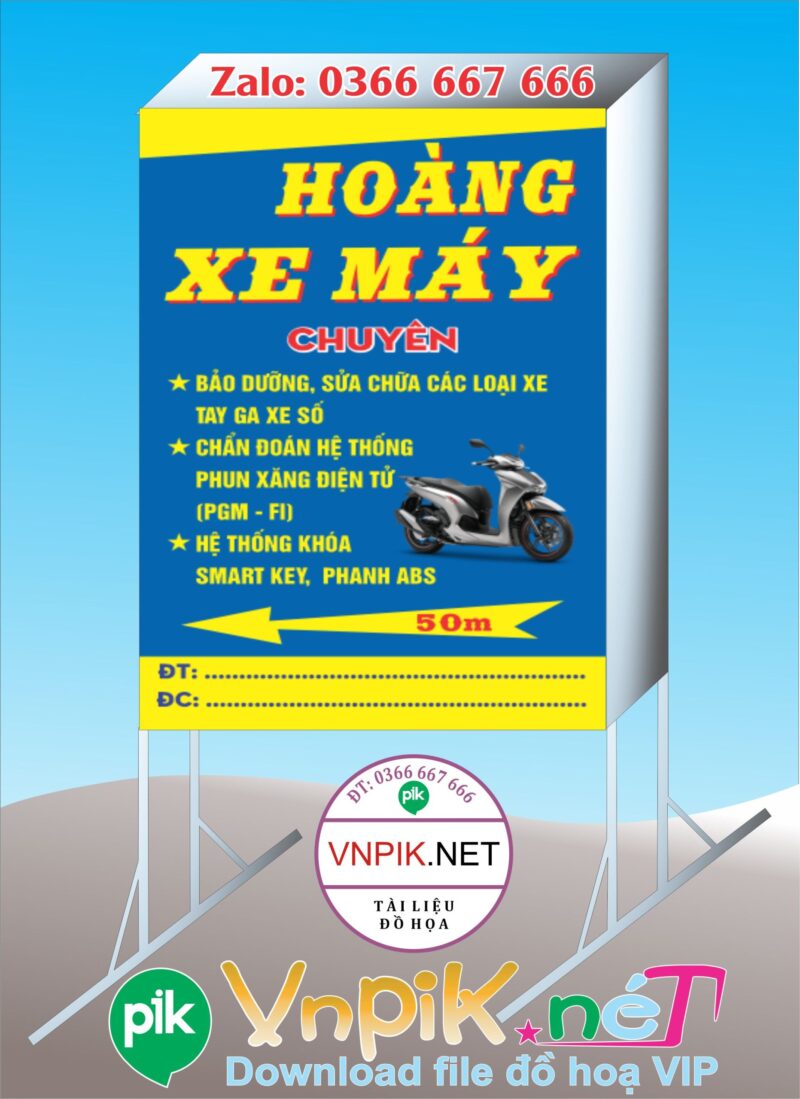 Bảng Hiệu Hộp Đứng Sửa Xe máy file corel 01
